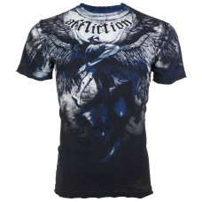 AFFLICTION Men T-Shirt UPWARD Angel Wings NAVY